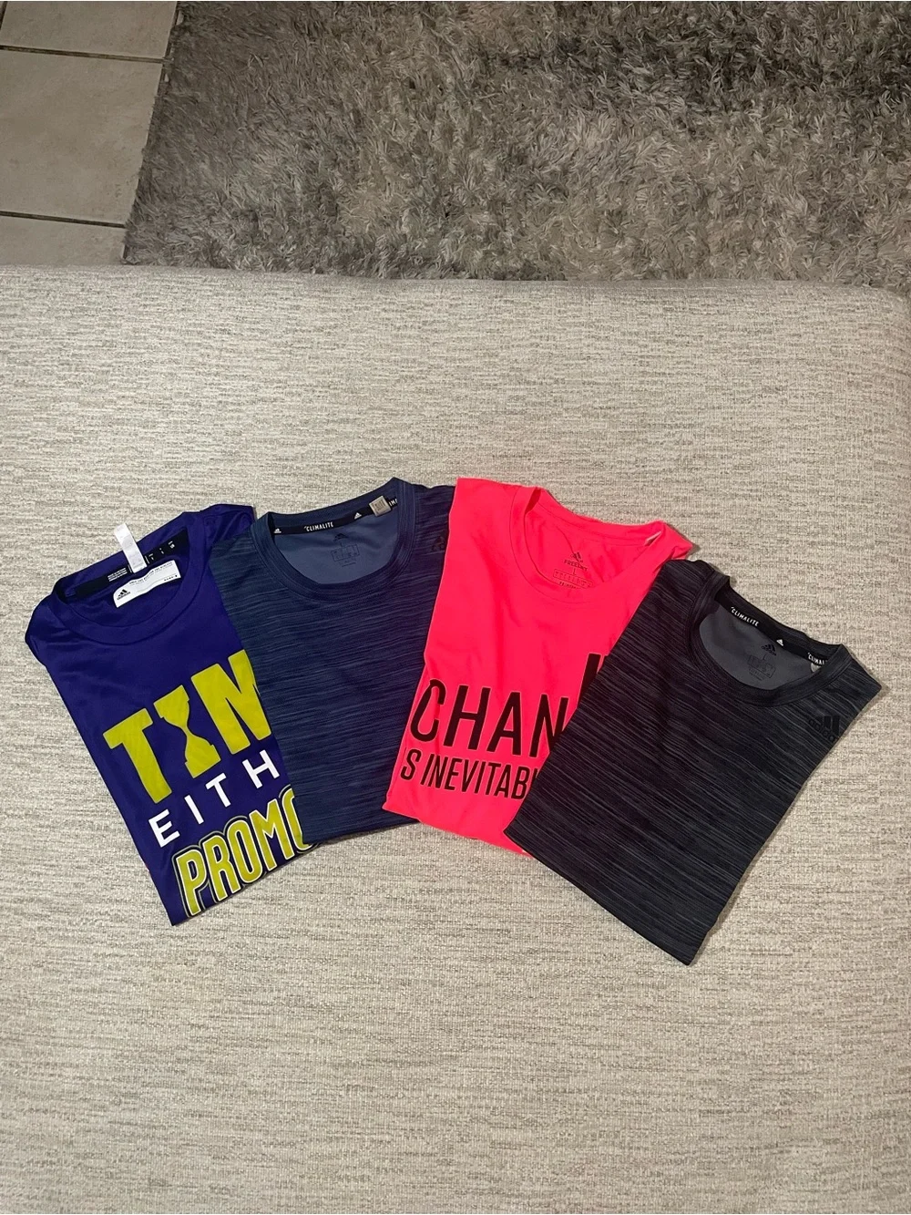 LOT OF 4 Adidas Men's T-Shirts Size L Aeroready Climalite Gym Bundle⁠